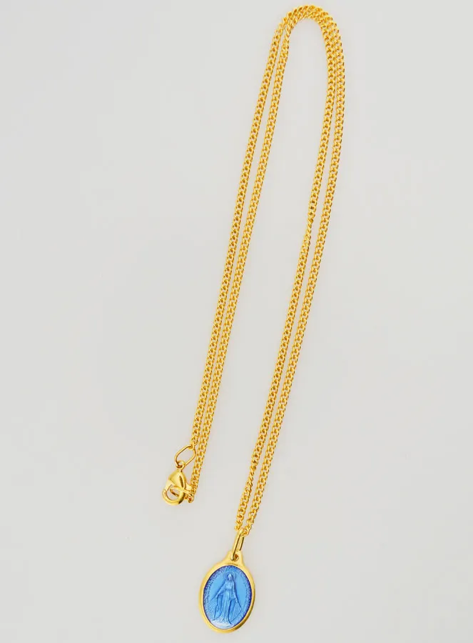 Blue Miraculous Medal with Necklace 45cm (pic 2)