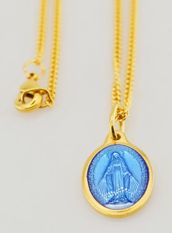 Blue Miraculous Medal with Necklace 45cm (pic 3)