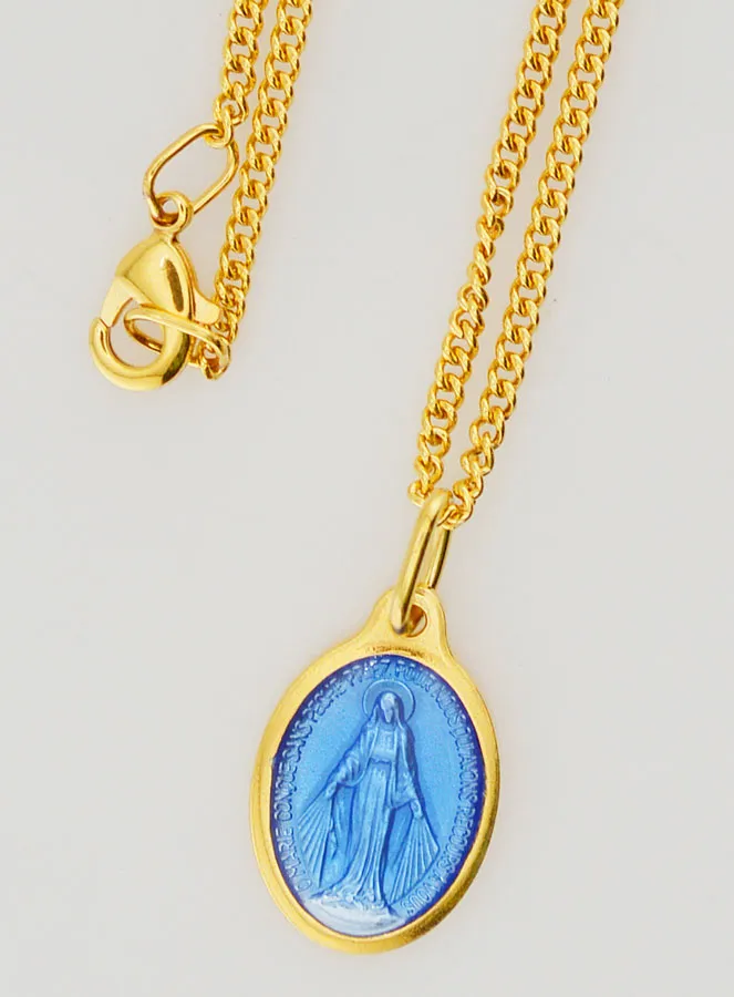 Blue Miraculous Medal with Necklace 45cm (pic 4)