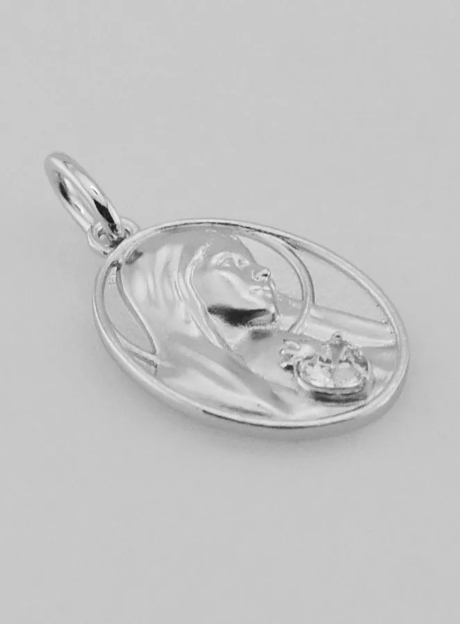 Silver Medal and Zirconia Sacred Heart of Mary - 19mm (pic 3)