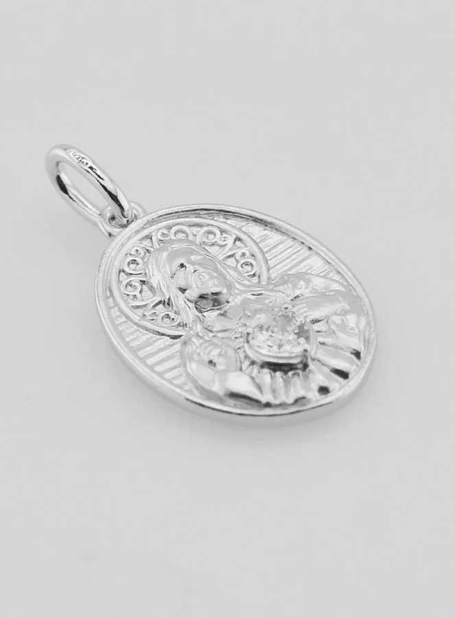 Silver and Zirconia Medal Sacred Heart of Jesus - 19mm (pic 3)