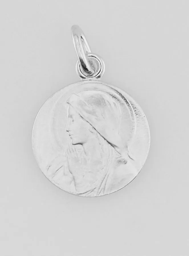 Silver Medal Virgin Mary in Prayer - 16mm (pic 1)
