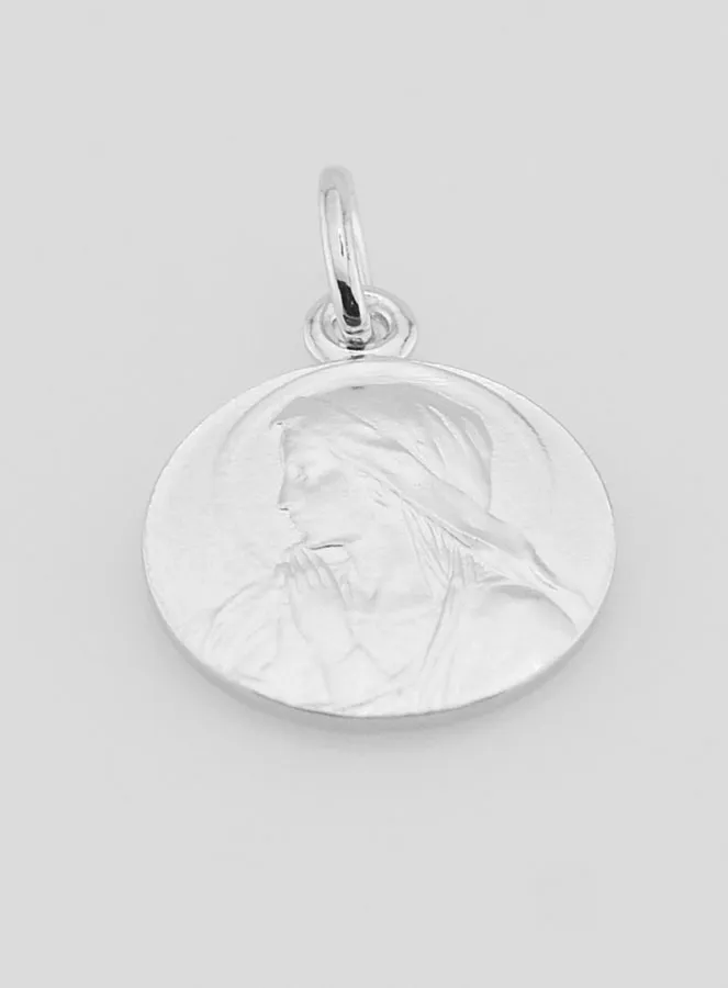 Silver Medal Virgin Mary in Prayer - 16mm (pic 2)