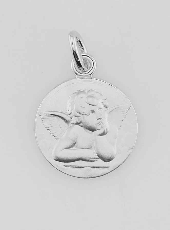 Christening Gift - Guardian Angel Medal in Silver 16mm (pic 1)