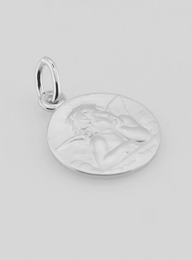Christening Gift - Guardian Angel Medal in Silver 16mm (pic 3)