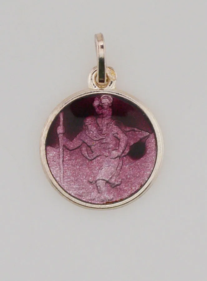 Saint Christopher Medal in Silver and Enamel - 15mm (pic 1)