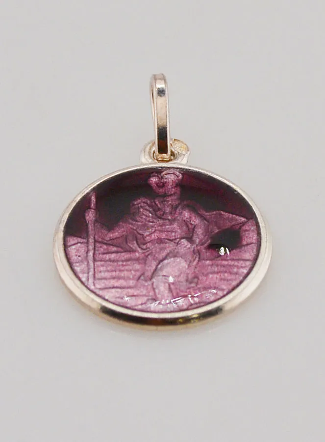Saint Christopher Medal in Silver and Enamel - 15mm (pic 2)