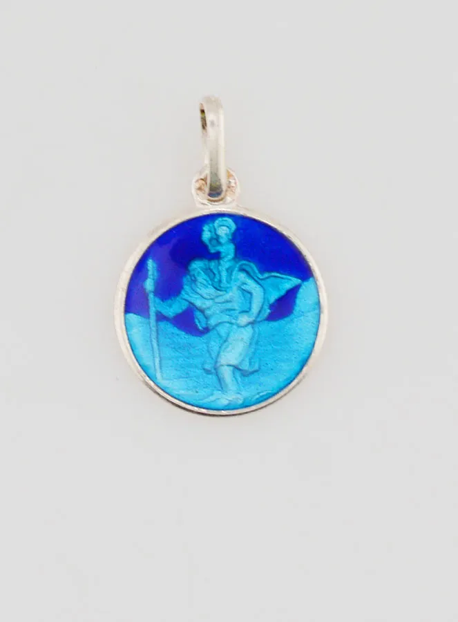Saint Christopher Medal Silver and Enamel - 13mm (pic 1)