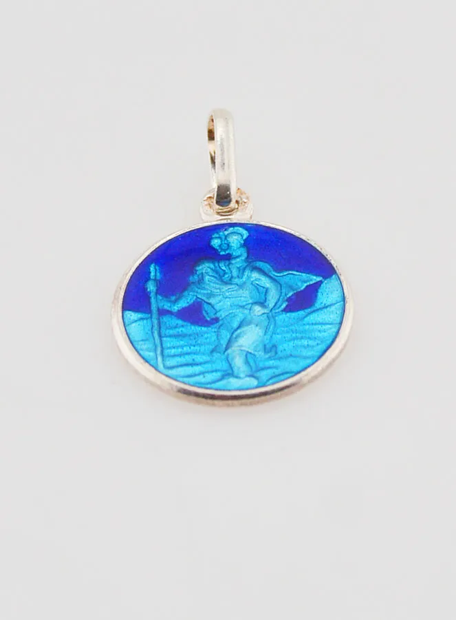 Saint Christopher Medal Silver and Enamel - 13mm (pic 2)