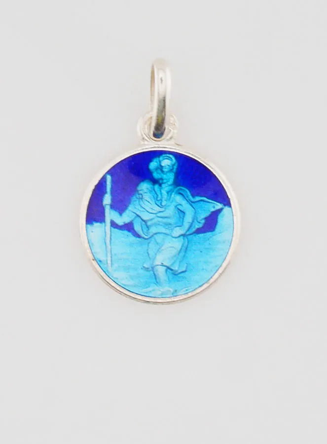 Saint Christopher Medal in Silver and Enamel - 12mm (pic 1)