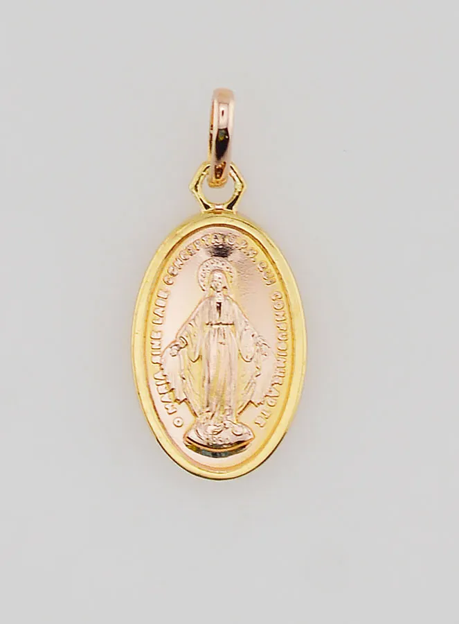 Miraculous Medal Gold Plated on Silver Base - 13mm (pic 1)
