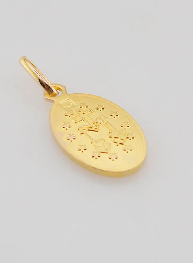 Miraculous Medal Gold Plated on Silver Base - 13mm (pic 2)