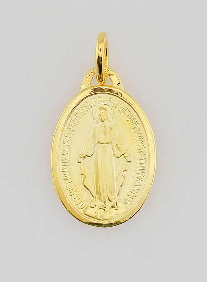 Miraculous Medal Gold Plated on Silver Base - 16mm (pic 1)