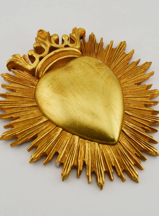 Hanging Ex Voto Crowned Heart - 18cm (pic 3)