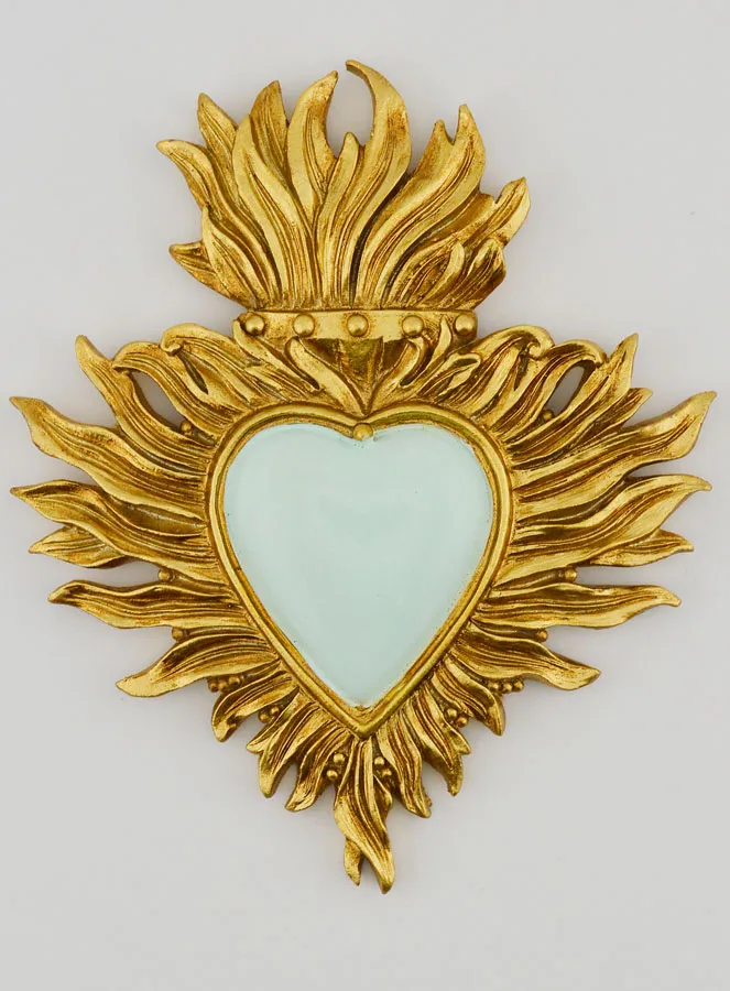 Ex Voto Wall Decoration Gold and Green Almond - 12cm (pic 1)