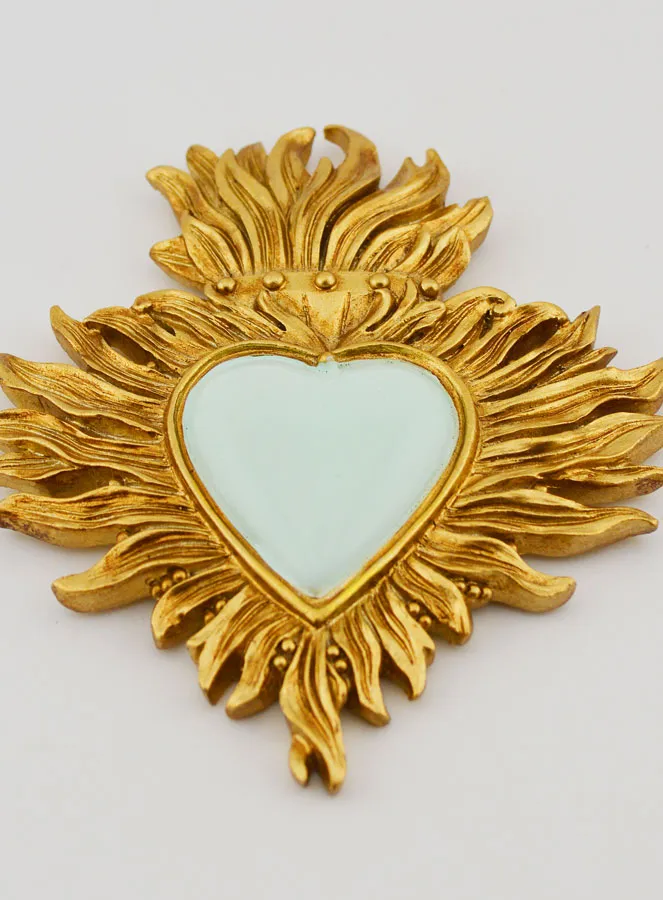 Ex Voto Wall Decoration Gold and Green Almond - 12cm (pic 2)