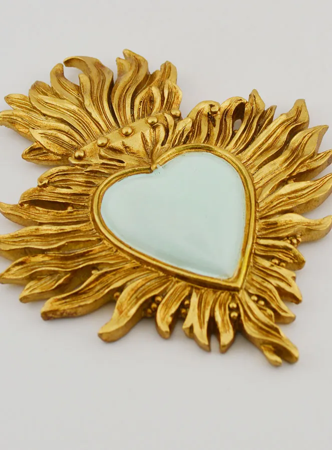 Ex Voto Wall Decoration Gold and Green Almond - 12cm (pic 3)
