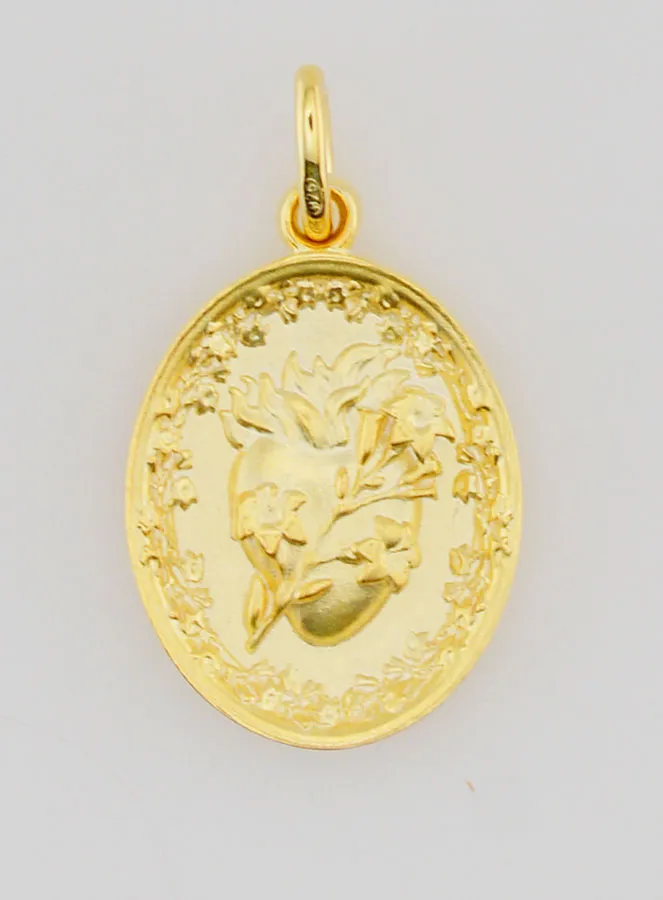 Gold Plated Medal Sacred Heart of Saint Joseph - 19mm (pic 1)