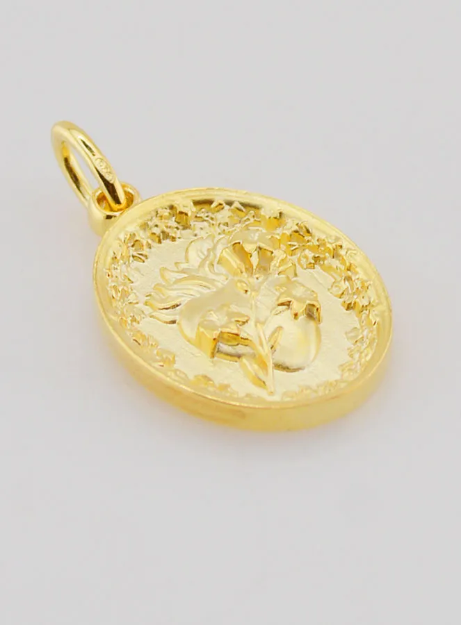 Gold Plated Medal Sacred Heart of Saint Joseph - 19mm (pic 3)