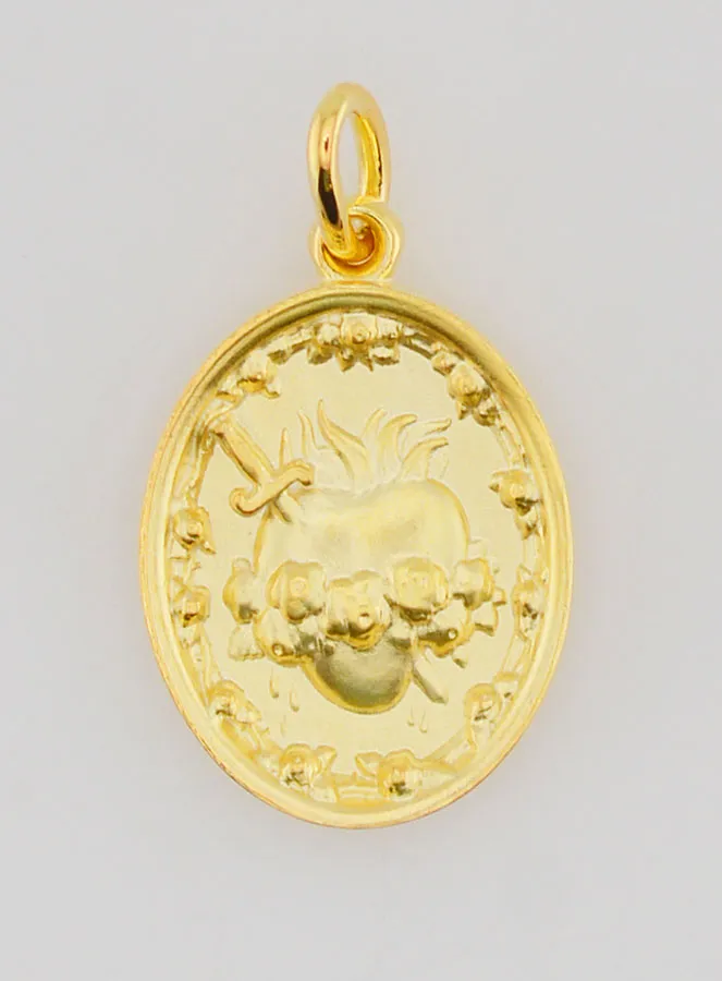 Gold Plated Medal Immaculate Heart of Mary - 19mm (pic 1)