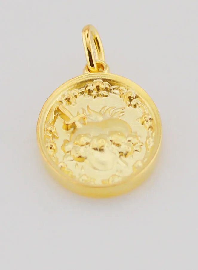 Gold Plated Medal Immaculate Heart of Mary - 19mm (pic 2)