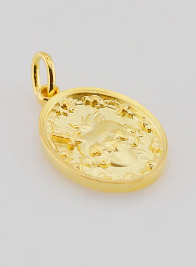 Gold Plated Medal Immaculate Heart of Mary - 19mm (pic 3)