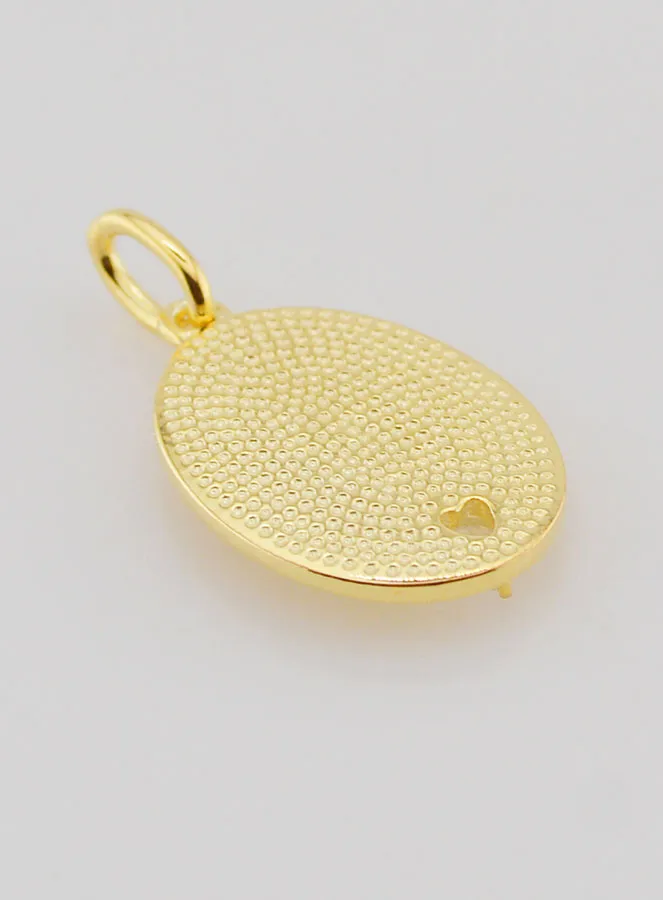 Gold Plated Medal and Zircon Sacred Heart of Mary - 19mm (pic 4)