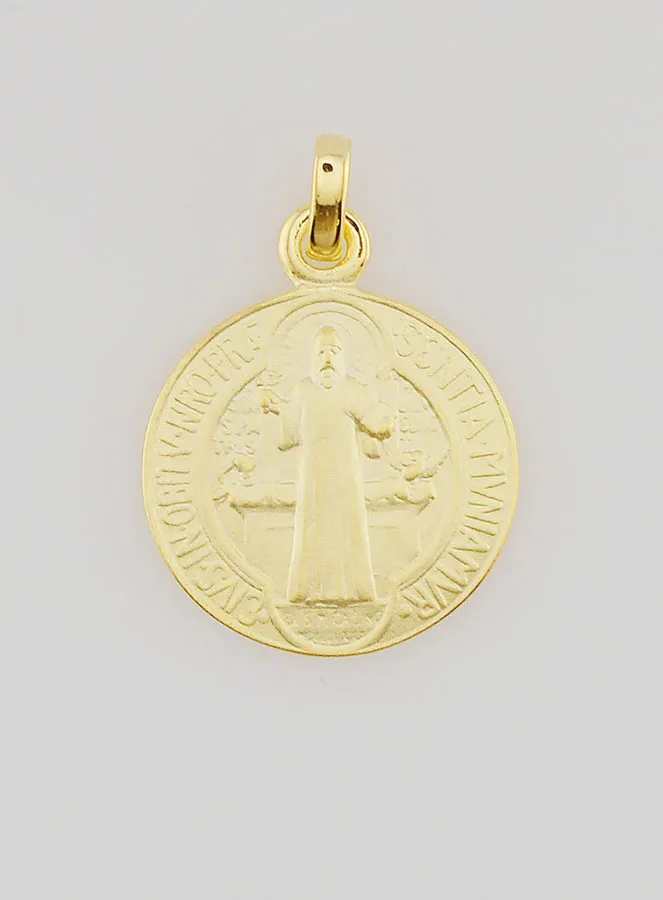 Gold Plated Medal of Saint Benedict - 16mm (pic 1)