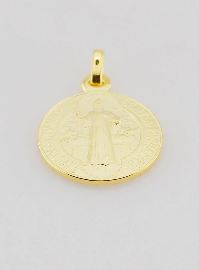 Gold Plated Medal of Saint Benedict - 16mm (pic 2)