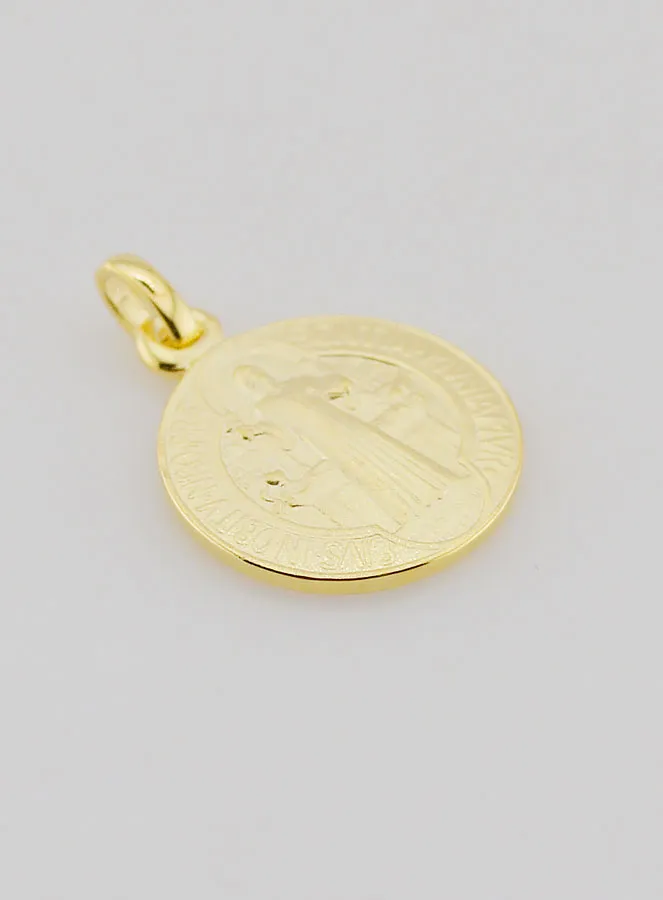 Gold Plated Medal of Saint Benedict - 16mm (pic 3)