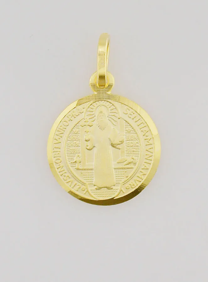 Gold-plated Saint Benedict Medal - 14mm (pic 1)