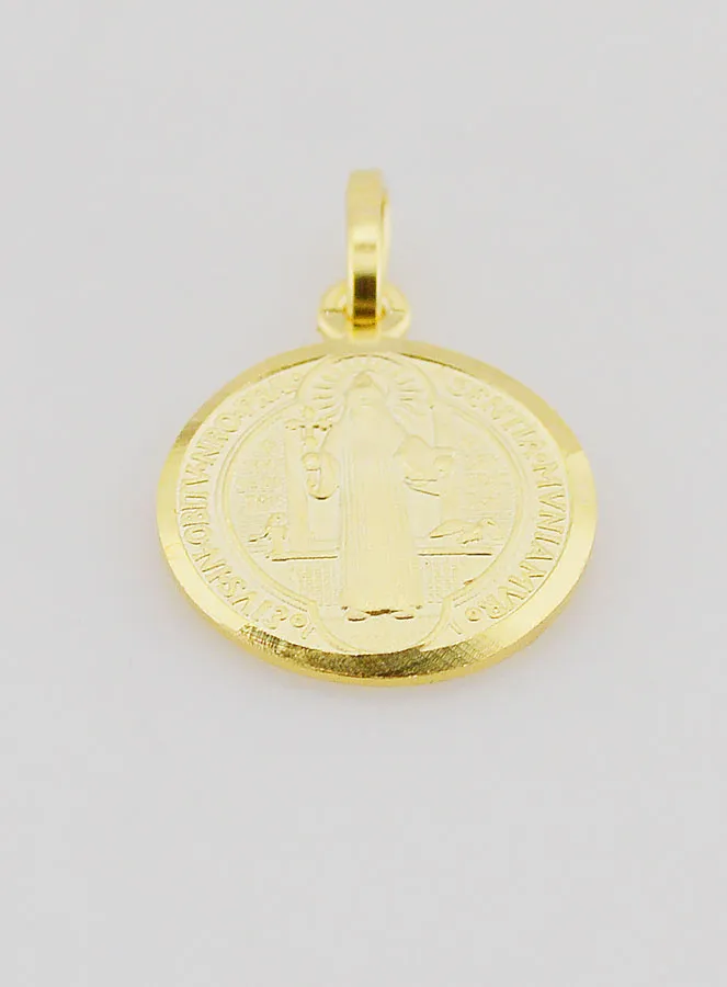 Gold-plated Saint Benedict Medal - 14mm (pic 2)