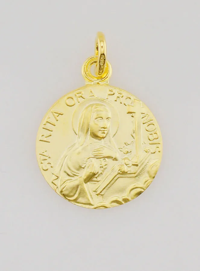 Gold Plated Saint Rita Medal - 18mm (pic 1)