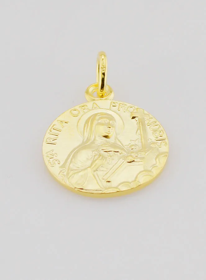 Gold Plated Saint Rita Medal - 18mm (pic 2)