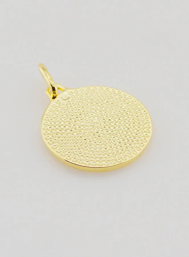 Gold Plated Medal Guardian Angel and Child - 18mm (pic 4)