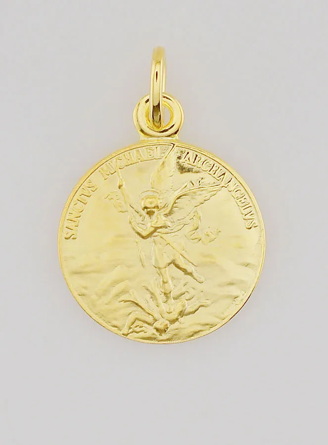 Gold-plated Medal St Michael the Archangel - 18mm (pic 1)