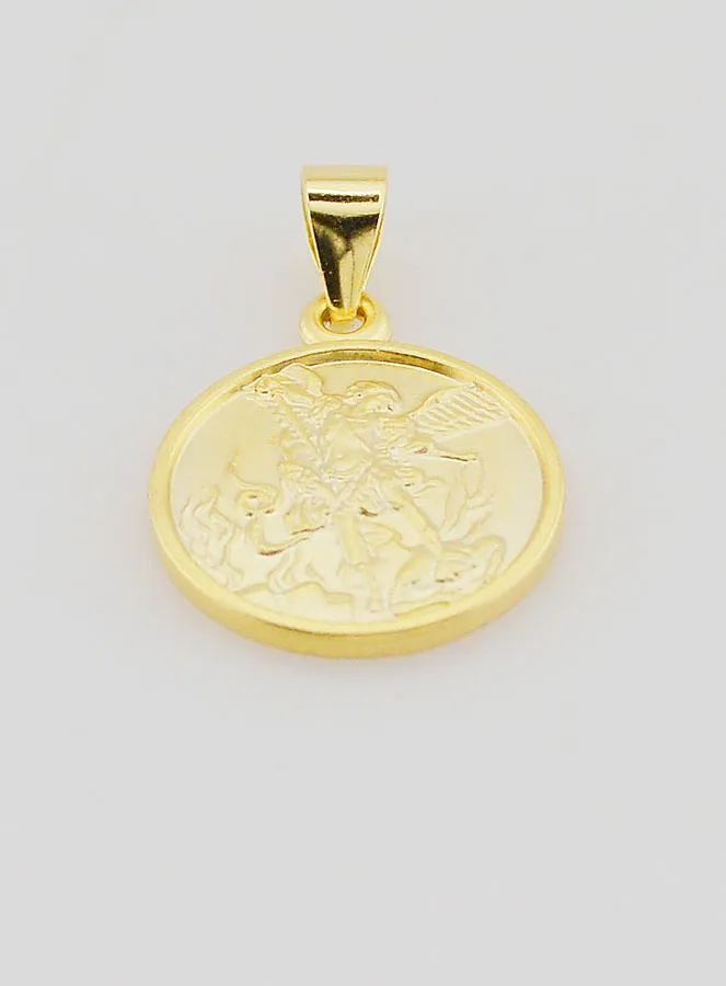 Gold-plated Medal with Rim - St Michael the Archangel - 14mm (pic 2)