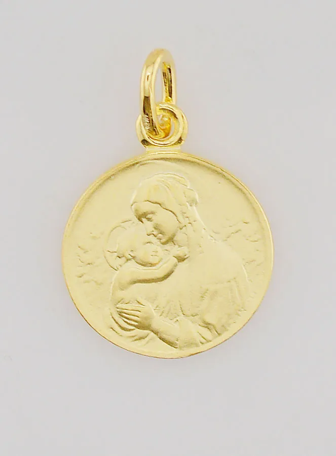 Gold-Plated Medal Botticelli's Virgin Mary - 16mm (pic 1)