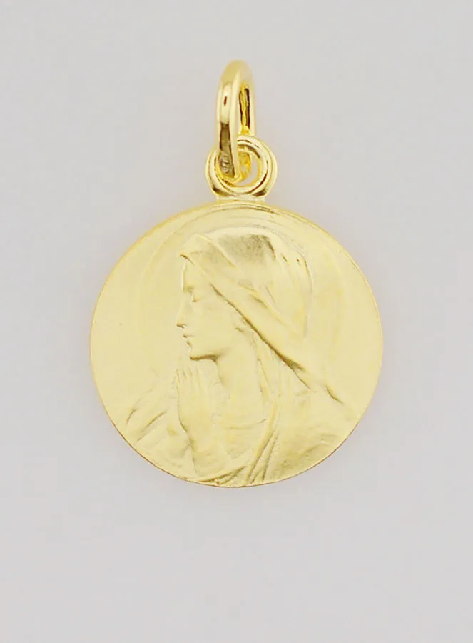 Gold-Plated Medal Virgin Mary in Prayer - 16mm (pic 1)