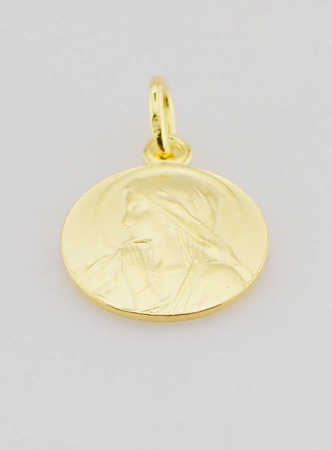 Gold-Plated Medal Virgin Mary in Prayer - 16mm (pic 2)
