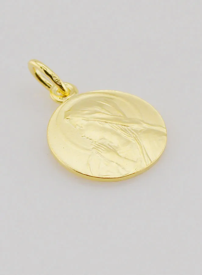 Gold-Plated Medal Virgin Mary in Prayer - 16mm (pic 3)