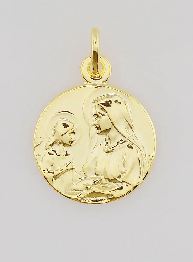 Saint Anne and the Virgin Mary Medal Gold Plated - 16 mm (pic 1)