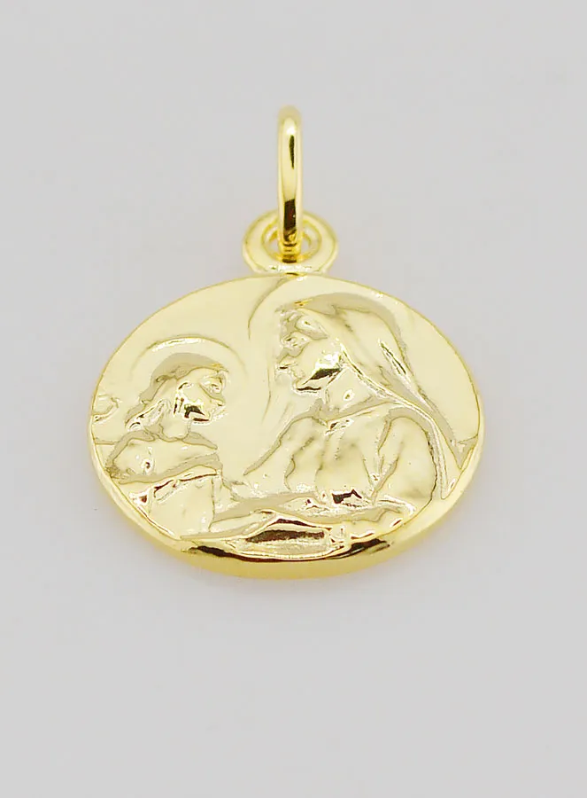 Saint Anne and the Virgin Mary Medal Gold Plated - 16 mm (pic 2)