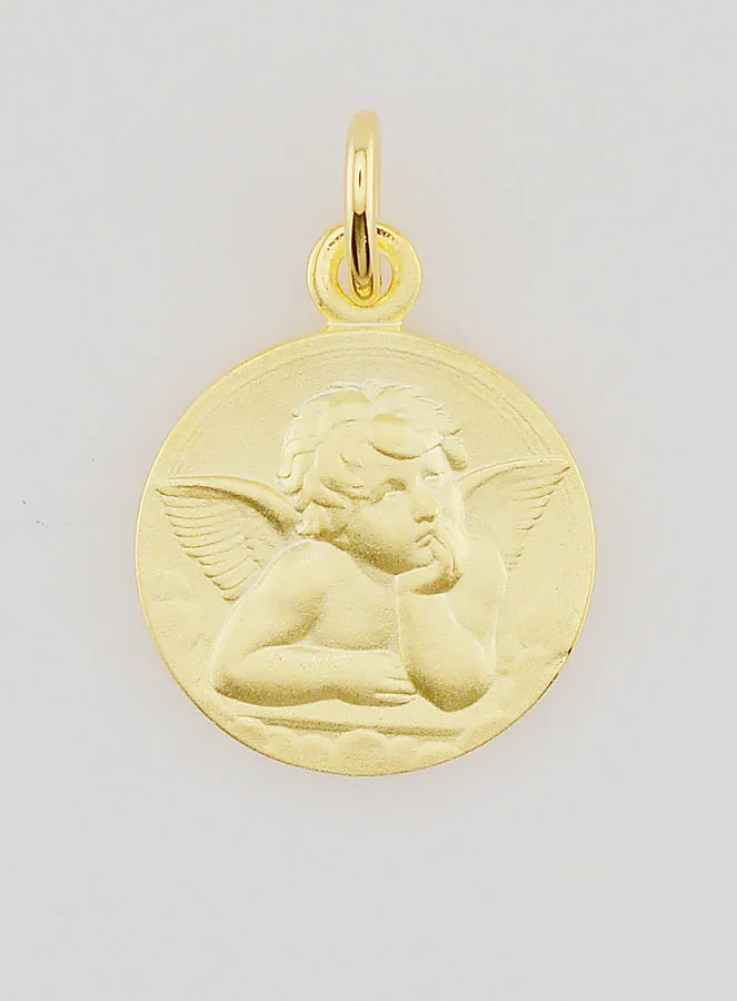 Gold Plated Medal 16mm - Angel Raphael (pic 1)
