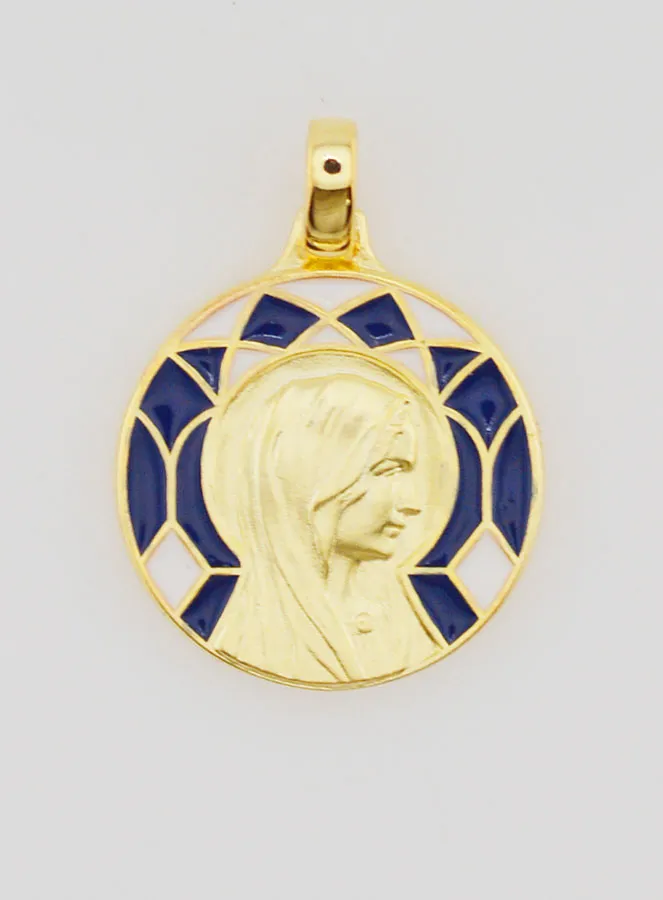 Virgin Mary and Lourdes Medal Double-sided - 18mm (pic 1)