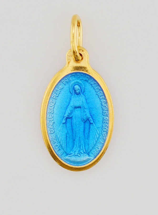 Miraculous Medal in Gold Plated Silver and Enamel - 17mm (pic 1)