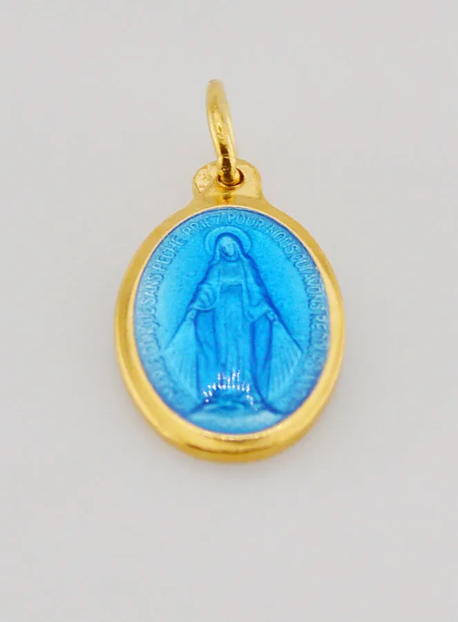 Miraculous Medal in Gold Plated Silver and Enamel - 17mm (pic 2)