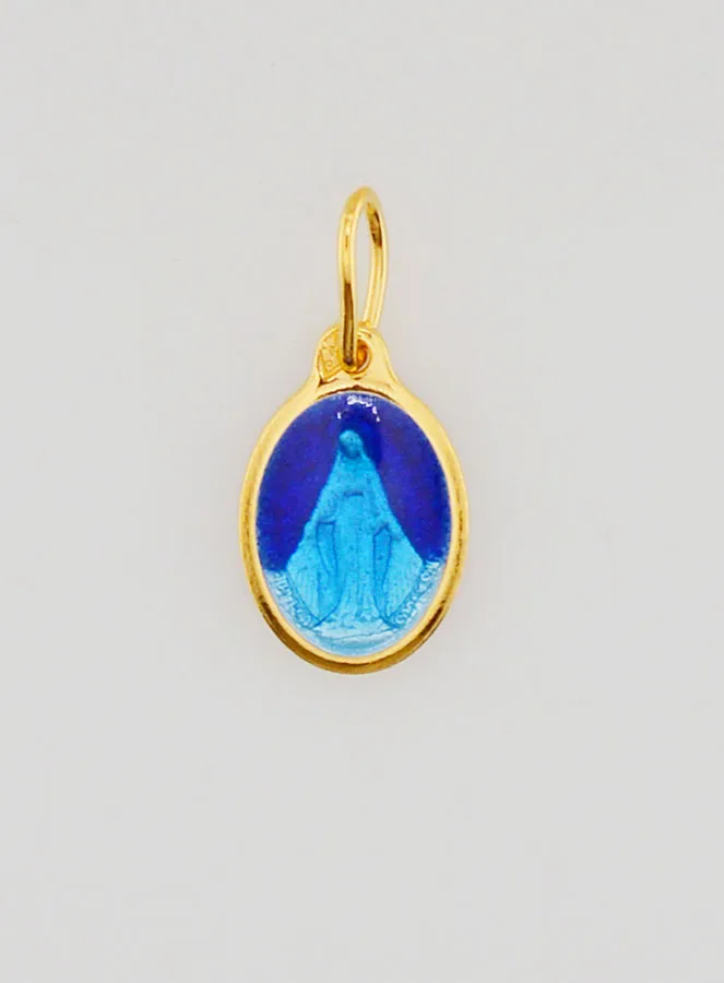 Miraculous Medal Blue Enamel - 10mm (pic 1)