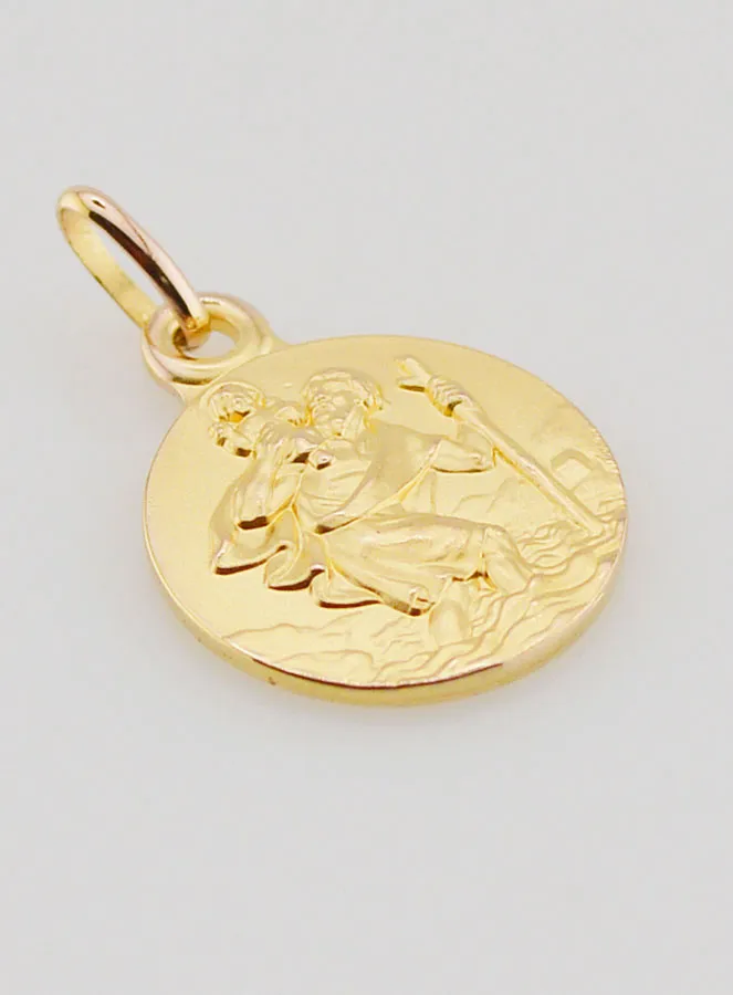 Gold Plated Saint Christopher Medal - 14mm (pic 3)
