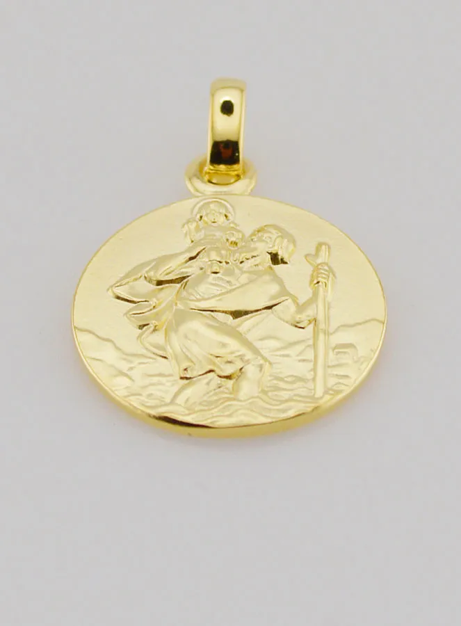 Gold Plated Medal Saint Christopher - 18mm (pic 2)